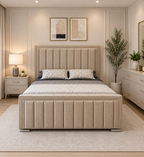Vella line beaded bed frame - bed,