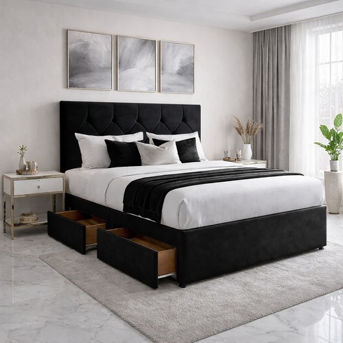 Grey plush velvet bed - grey,