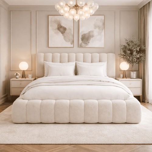 Teddy boucle cloud bed frame - boucle,