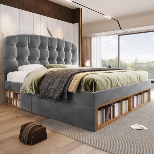 Modern upholstered storage bed - upholstered,