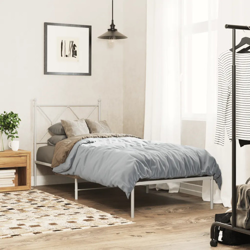 Walplus white metal bed frame - white,