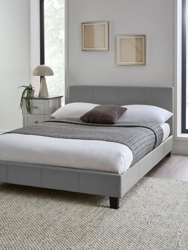 Marston faux leather bed - leather, frame