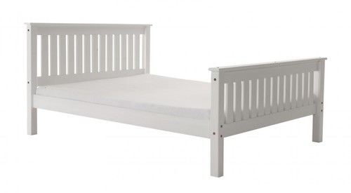 White wooden bed - bed, slatted