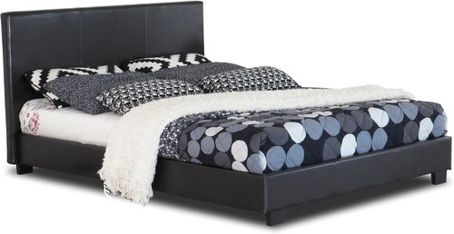 Black faux leather low end - low, bed