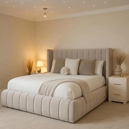 Winged panel bed frame plush - frame,