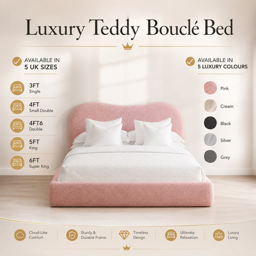 Teddy fabric bed - fabric, frame
