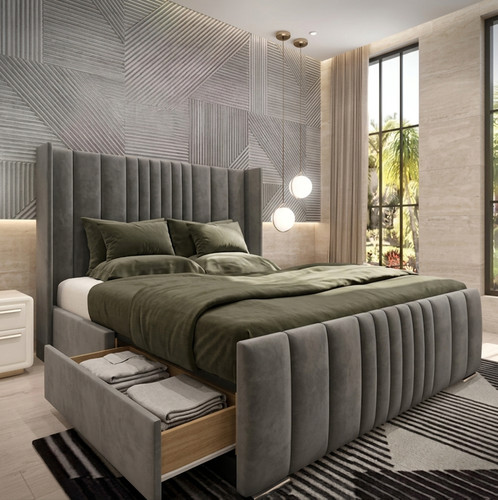 Panels divan bed set - set, plush