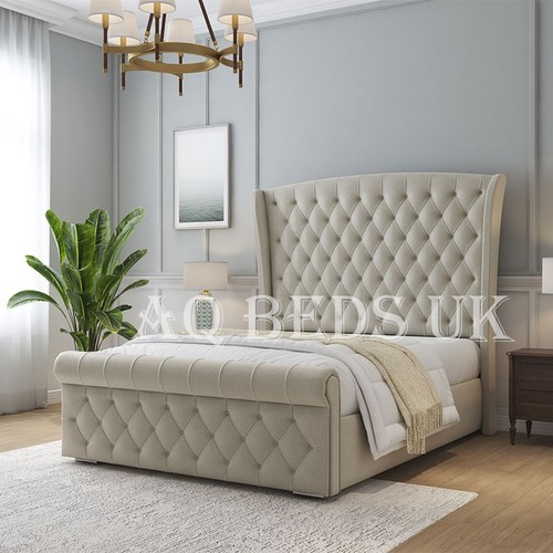 New winged bed frame - frame, velvet